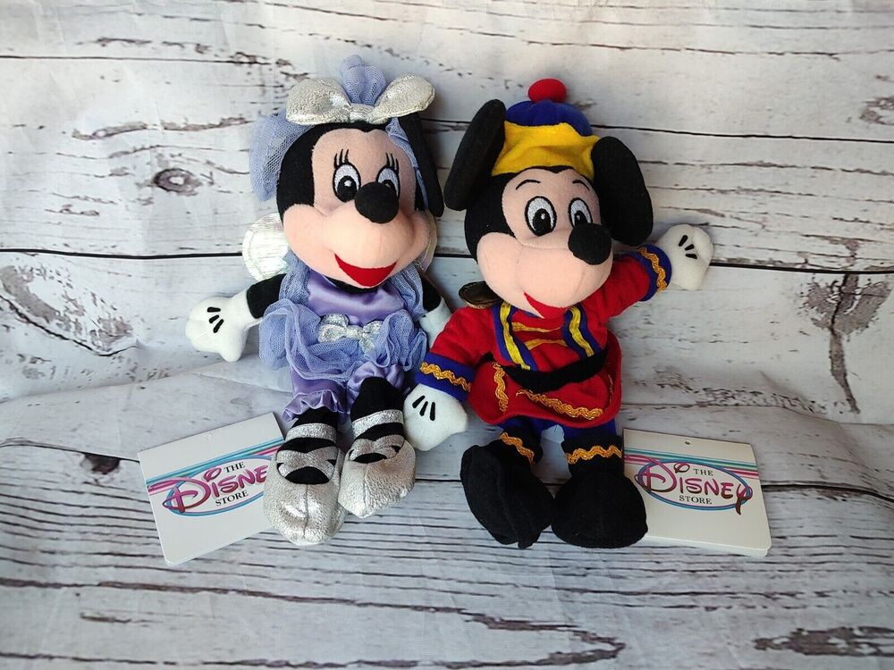 Disney MICKEY AND SUGAR PLUM MINNIE NUTCRACKER Bean Bag Plush Beanie Christmas